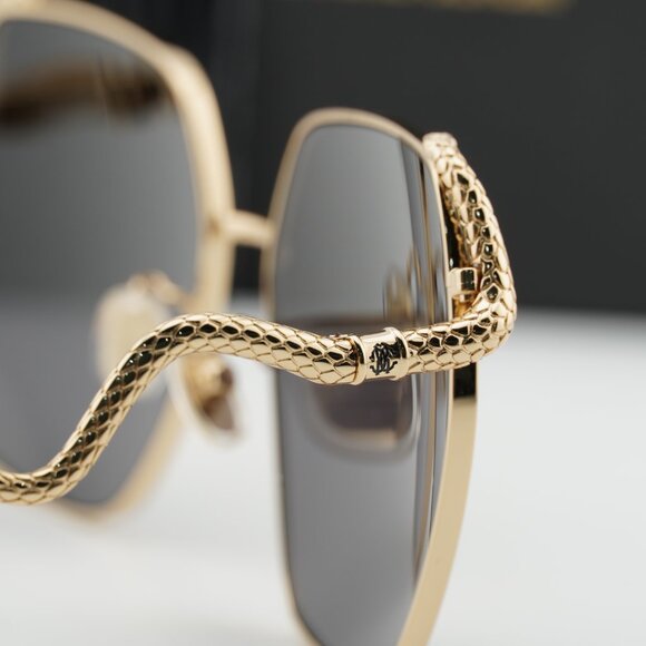 Roberto Cavalli SRC035M 0300 Geometric Sunglasses - Gold/Grey main image 7